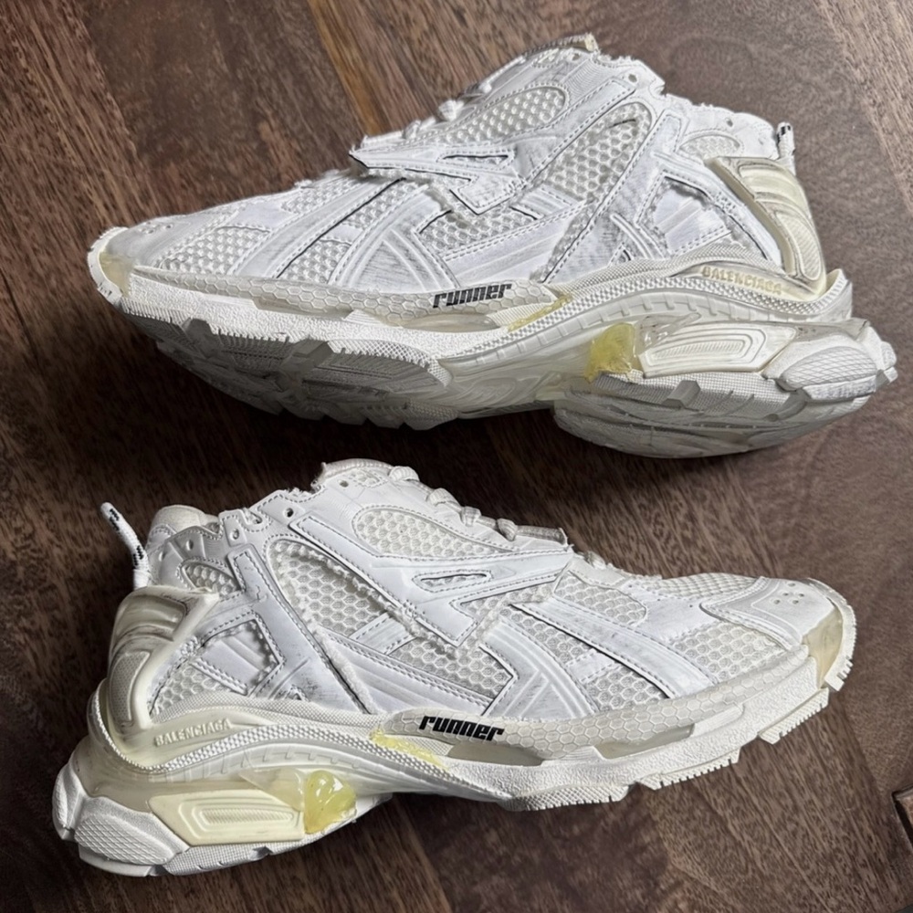 Balenciaga White Mesh Runner Sneakers